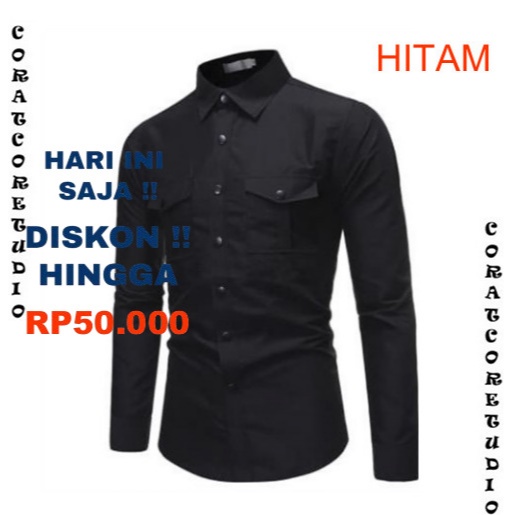 29 WARNA WARNI TC87 COLLECTION THE CLOVER 87 Hem Cowok Kemeja Pria Jumbo Big Size Lengan Panjang Pol