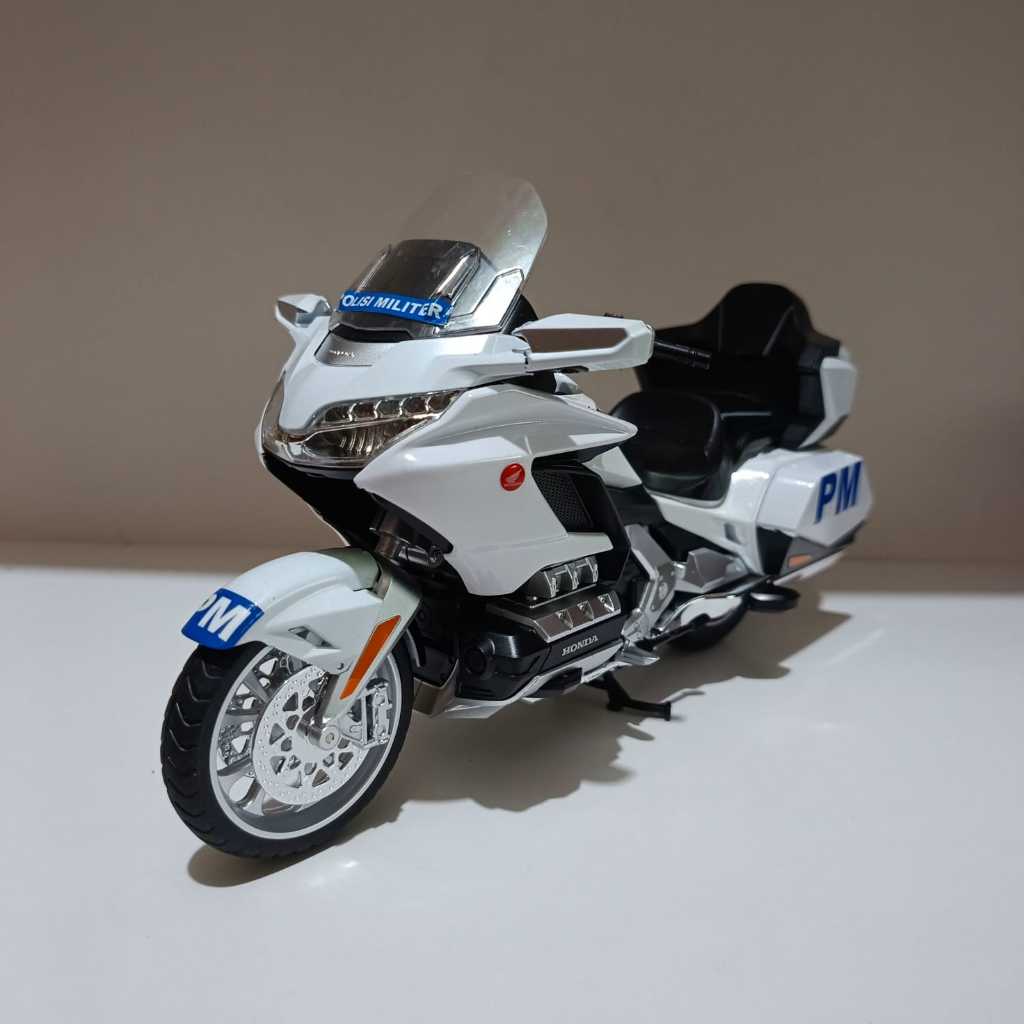 Diecast Miniatur Motor Honda Goldwing 1800 POLISI MILITER TNI-AD Scala 1/11  Honda Gold Wing Gl 1800