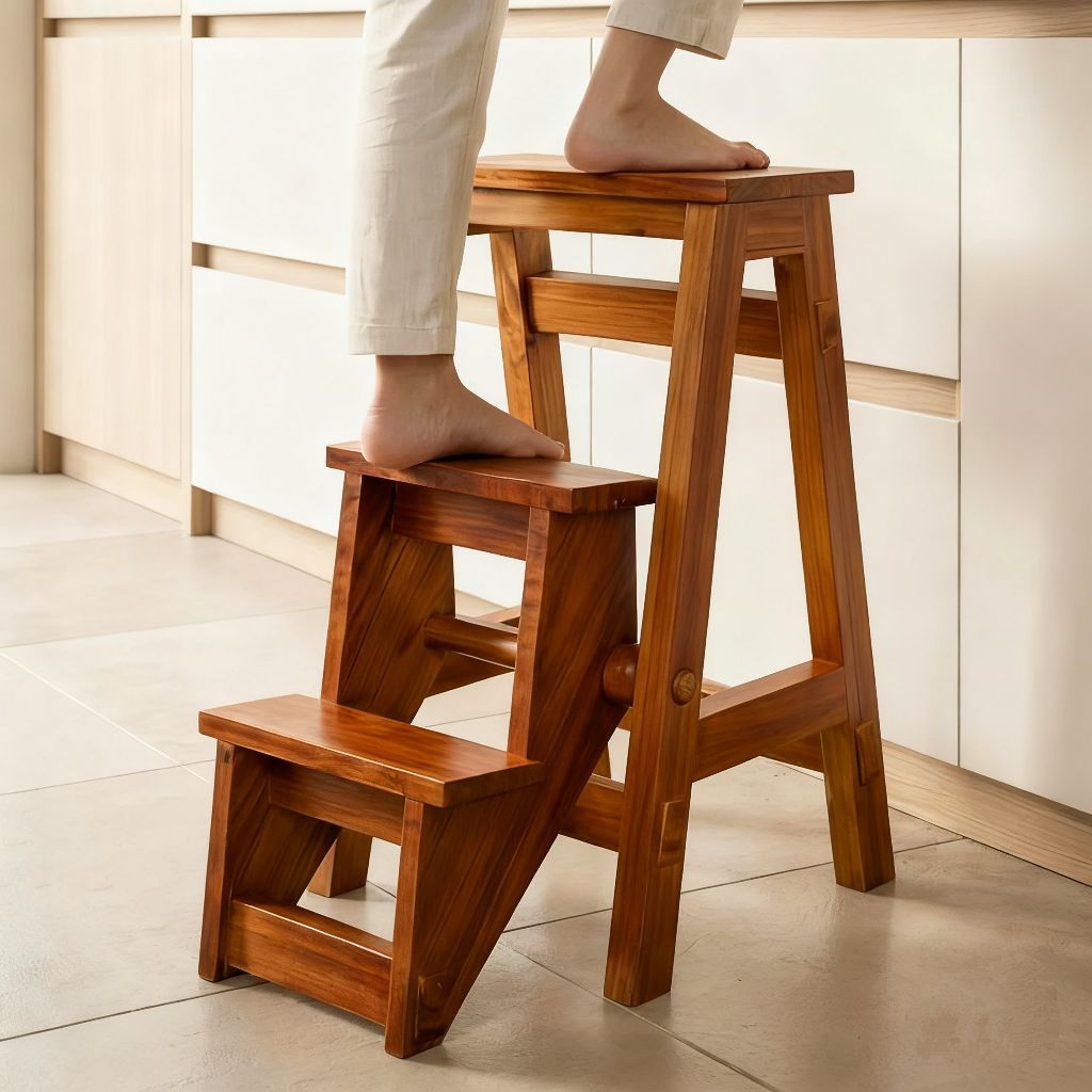 tangga lipat kayu tangga lipat multifungsi tangga dapur kayu  kursi lipat furniture lipat multifungs