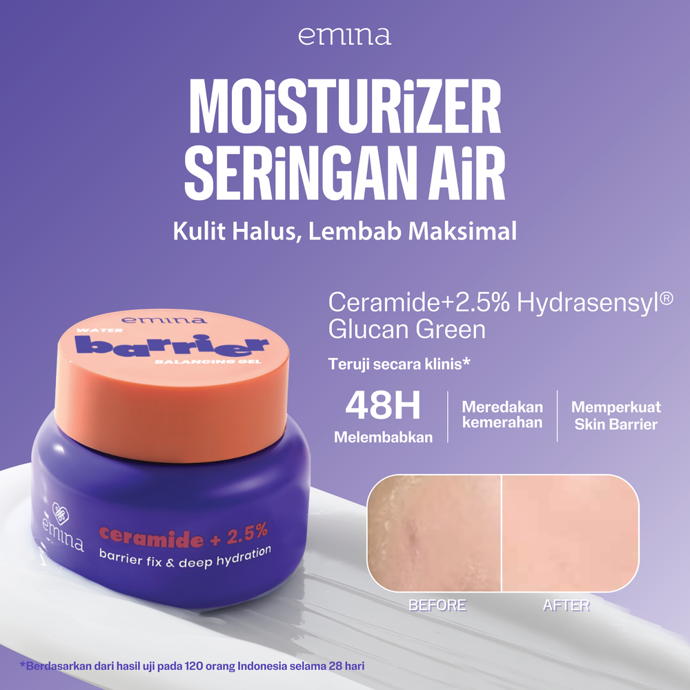 Emina Water Barrier Balancing Gel Moisturizer 30g | 48H Menjaga Kelembaban, Memperkuat Skin Barrier,
