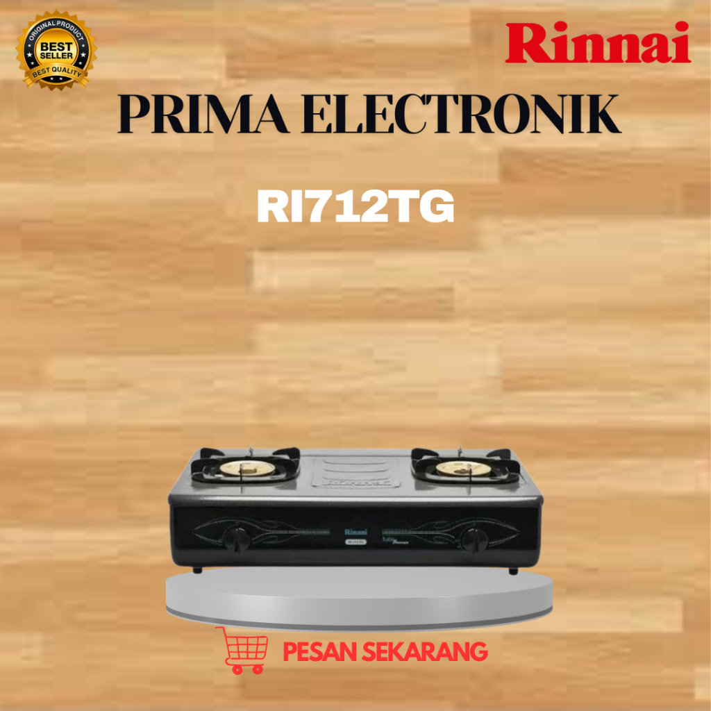 RINNAI KOMPOR GAS 2 TUNGKU RI 712 TG/RI712TG/RI 712TG/RI712 TG/RI-712TG/RI-712  TG/ORIGINAL/GARANSI