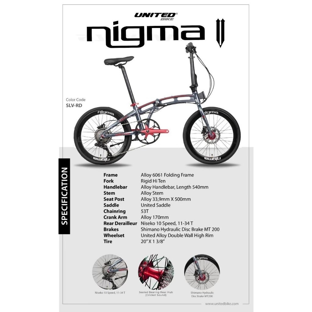 Sepeda Lipat 20 United Nigma V 10 speed