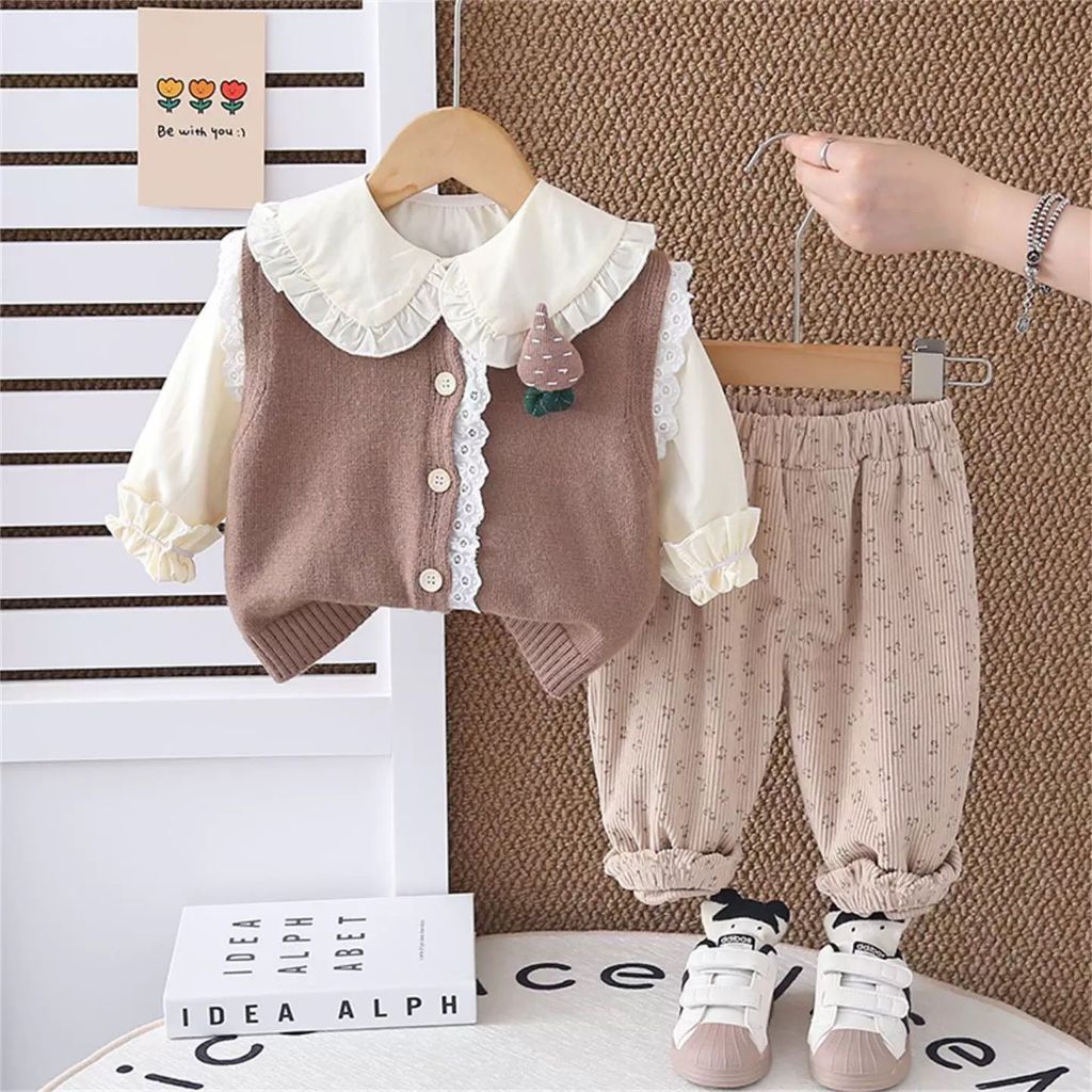 Setelan Kemeja 2in1 & Celana Panjang Corduroy Import Anak Usia 1-4 Tahun | Baju Atasan Kemeja Lengan