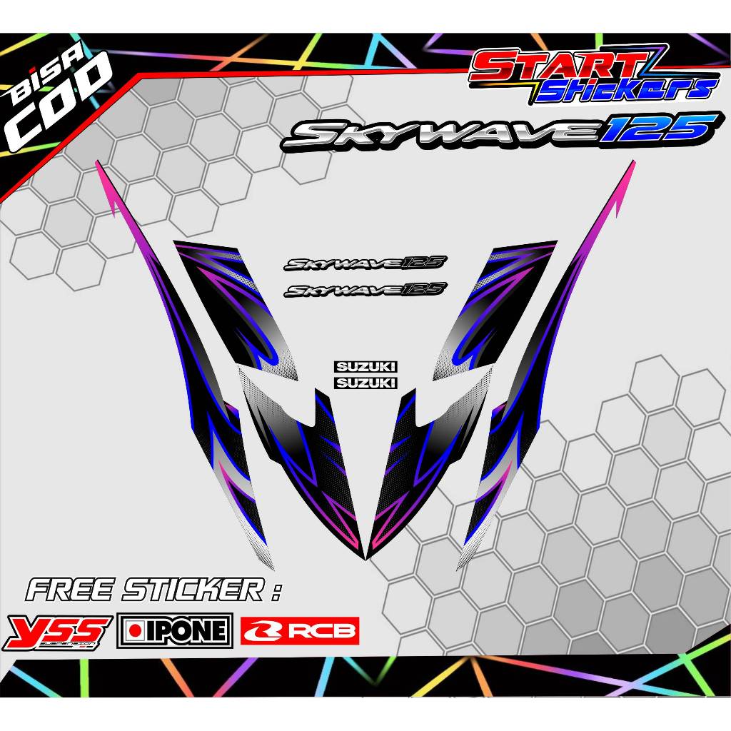 STRIPING VARIASI SUZUKI SKYWAVE 125 - LENGKUNG / STICKER LIST VARIASI MOTOR SKYWAVE 125