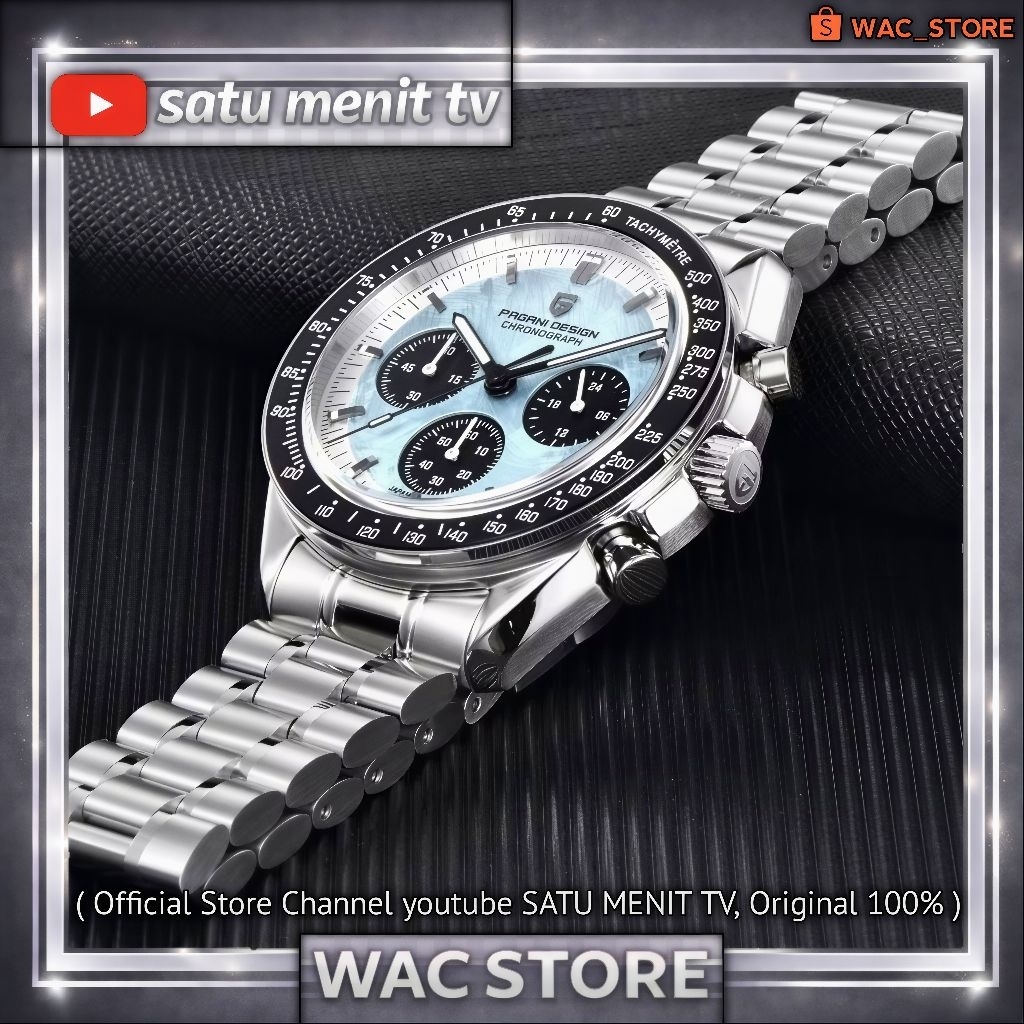 NEW PAGANI DESIGN LIMITED OMG SPEEDMASTER SEIKO VK63 STEEL SOLID 316 L SAFIR DOME + AR COATING WR 10