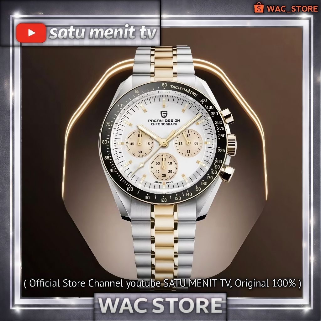 NEW PAGANI DESIGN SPEEDMASTER LIMITED EDITION MECAQUARTZ SEIKO VK63 STEEL SOLID 316 L SAFIR DOUBLE D