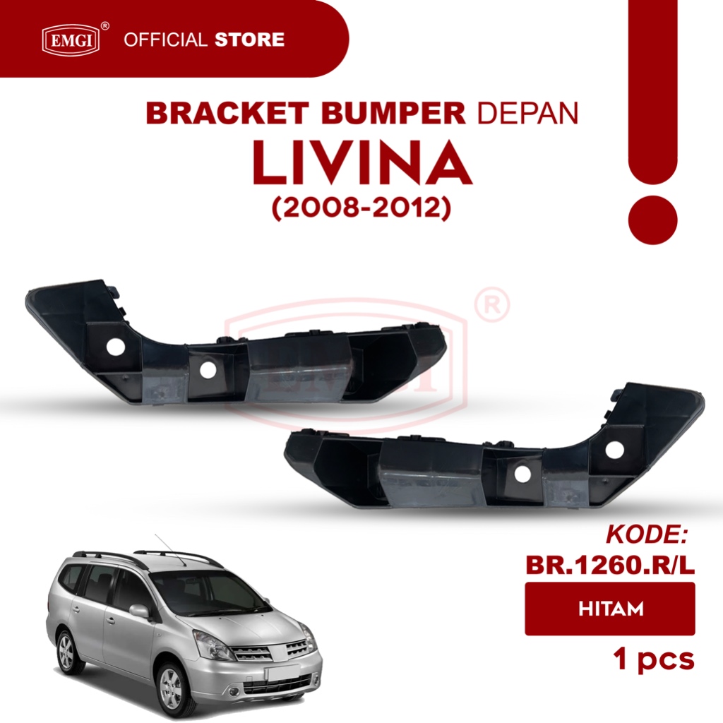 Promo Emgi - Bracket Bumper Depan Livina/Grand Livina Gen 1 2008 2009 2010 2011 2012 Hitam -