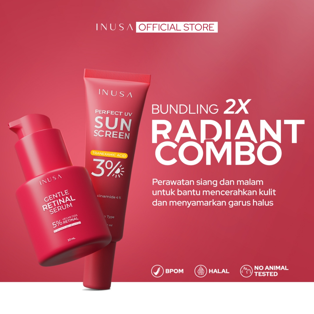 Inusa Brightening Nampol Bundling Retinal Serum dan UV Perfect Sunscreen