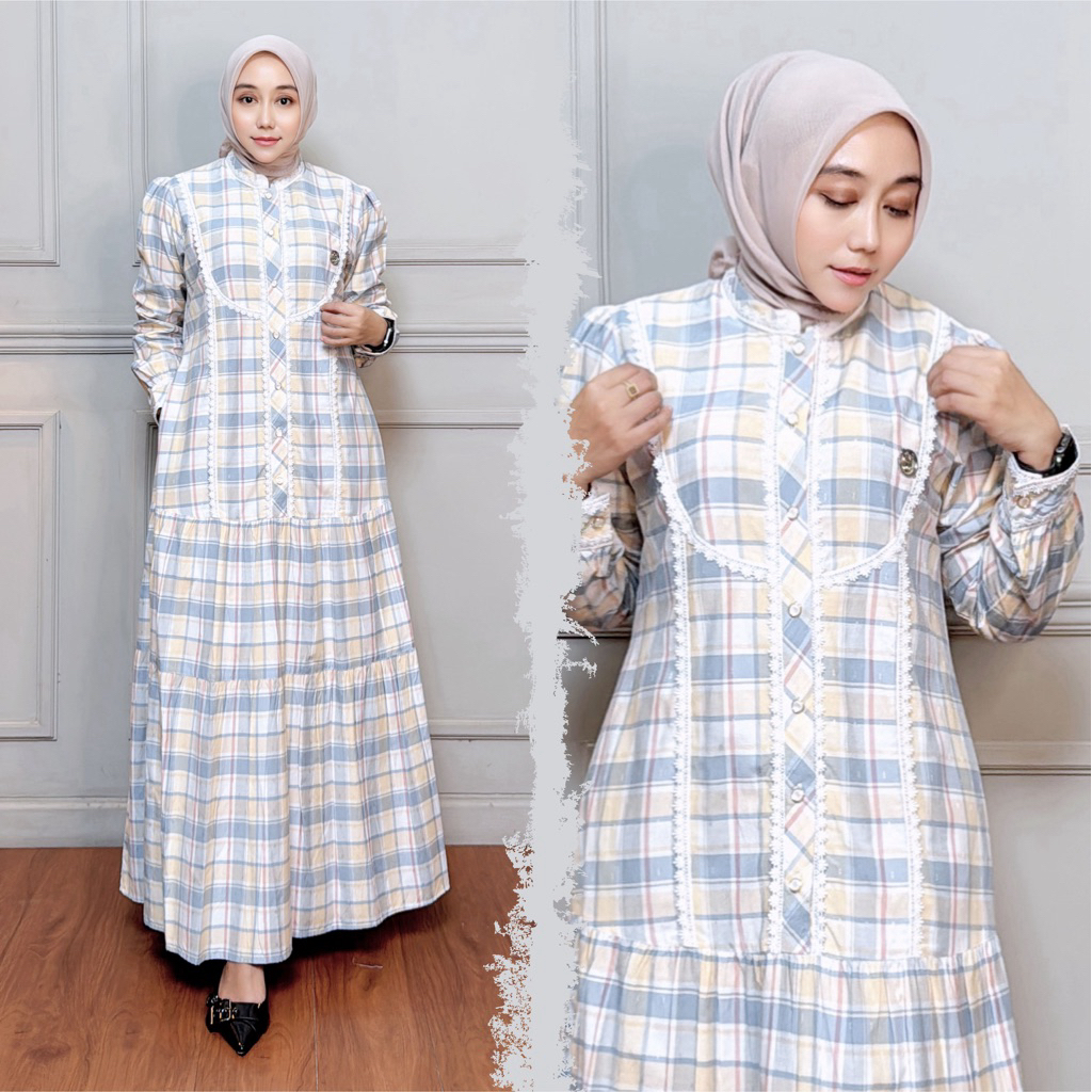 MOZHA SHAFURA. Cloth- MIKHA DRESS Cantik Bahan Katun Triset Ori Doby anti UV Halus Lembut Nyaman Gam