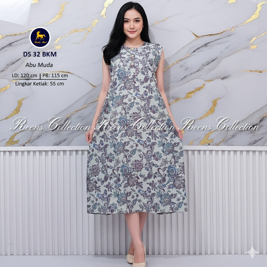 Batik Kuda Mas Daster 32 LD-120cm Batik Print | Daster Yukensi Di Bawah Lutut 3 Kancing Depan Busui