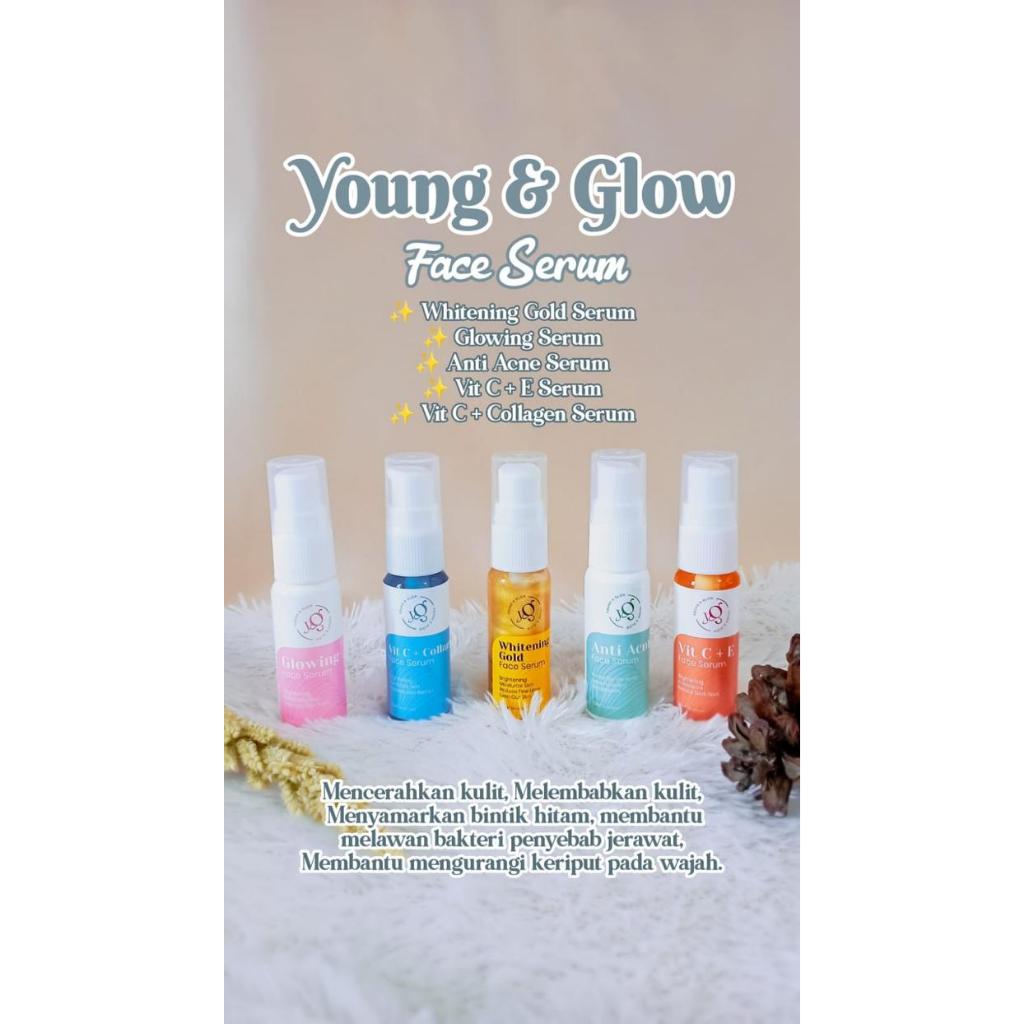 YOUNG AND GLOW SERUM WAJAH BPOM YOUNG&GLOW GOLD ANTI ACNE VIT C COLLAGEN VIT E GLOWING WHITENING
