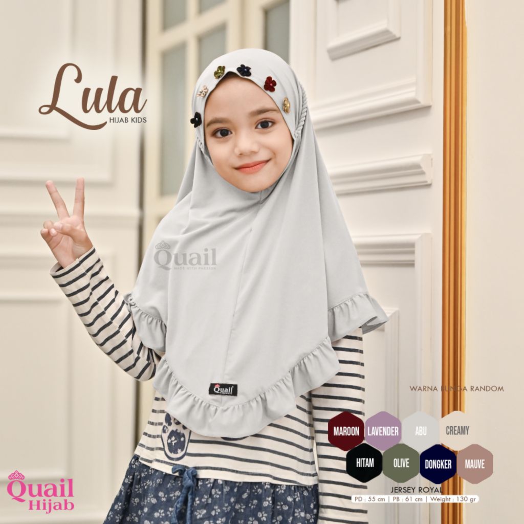 Jilbab Anak Instan Jersey Original Quail Hijab LULA KIDS