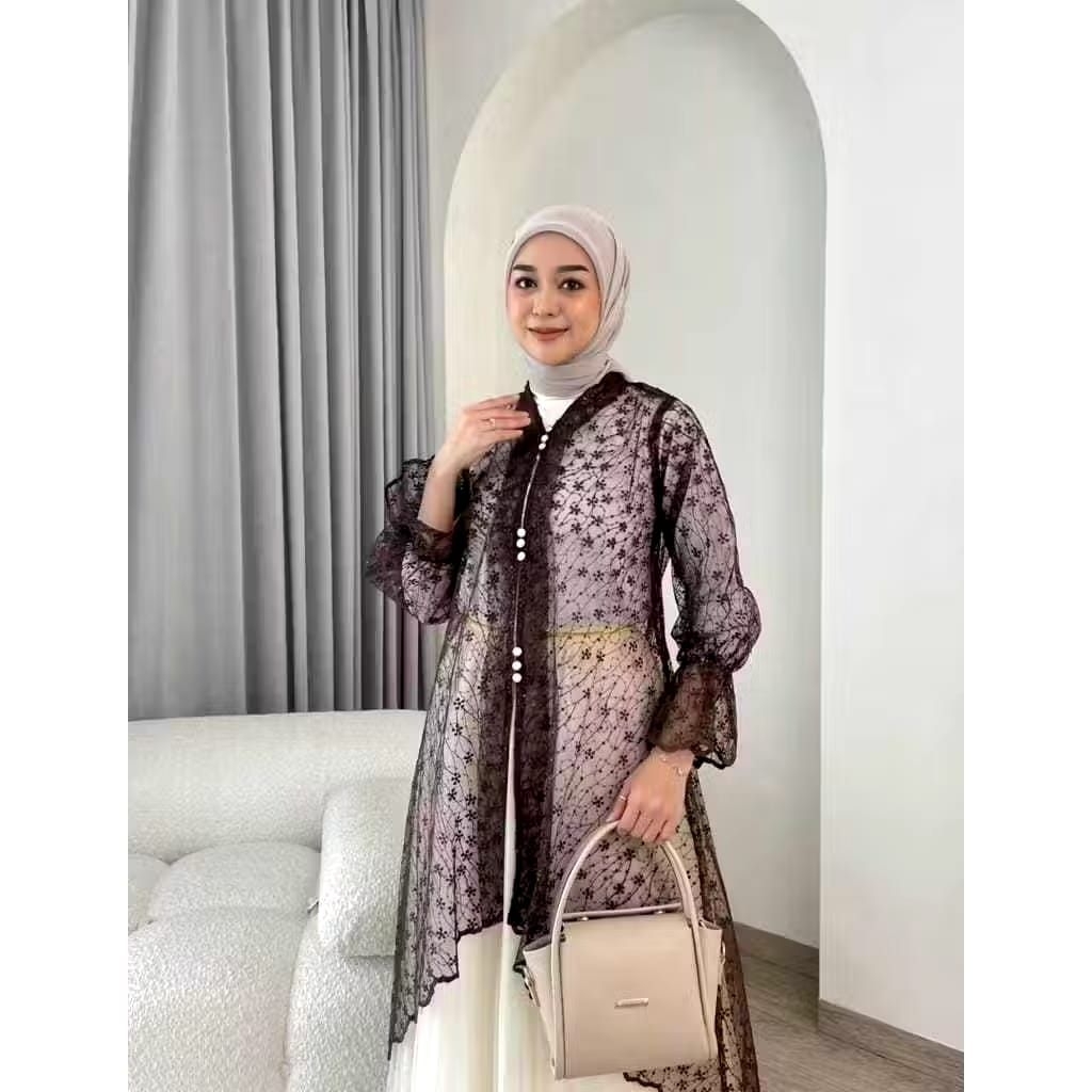 Outer Tunik Tille Payet kondangan lengan panjang/Outer kondangan/Outer Lebaran/Outer untuk Semua aca