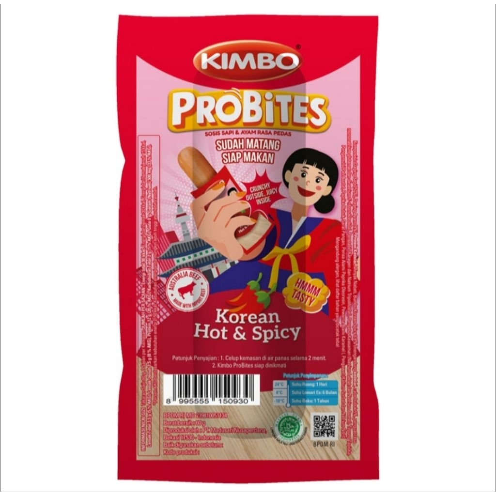 3 x sosis kimbo probites Korean hot & spicy 60gr