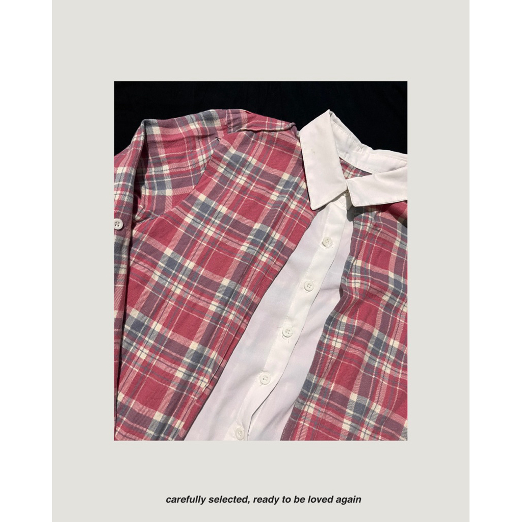Preloved - Kemeja Kotak + Inner Putih