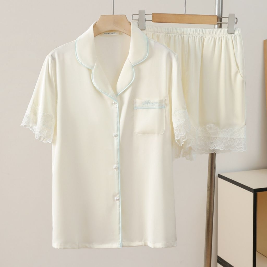 baju tidur hotpants diane sally polos apricot renda satin import