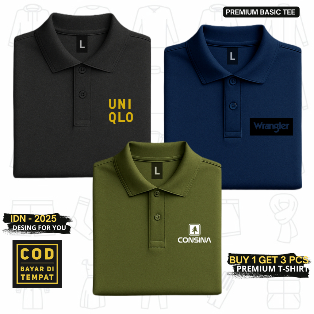 Kaos Polo Pria Kerah Polos Lengan Pendek Bahan Lacoste Premium Distro - Baju Kaos Kerah Dewasa