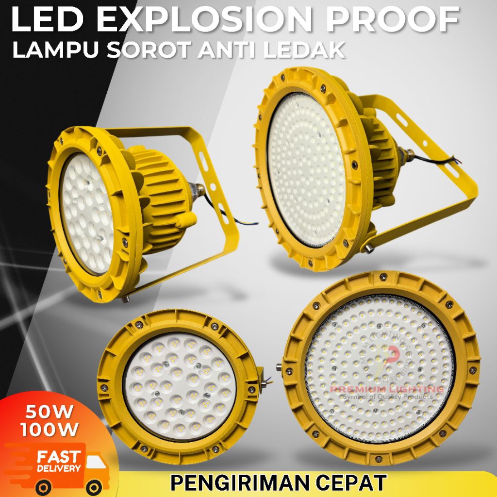 Lampu Sorot LED EXplosion proof bulat 50W 100W lampu anti ledakan area gas pabrik kimia tambang