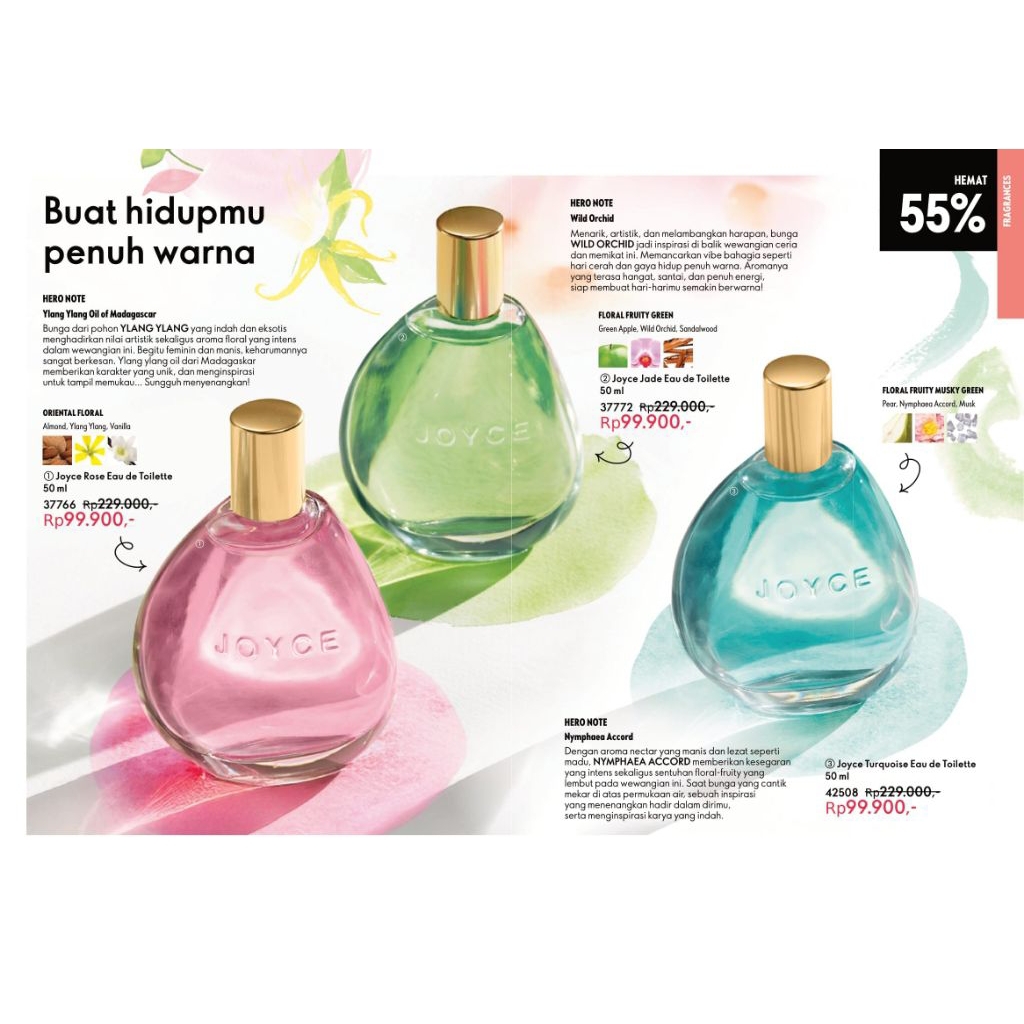 Joyce Rose Eau de Toilette/Joyce Jade Eau de Toilette/Joyce Turquoise Eau de Toilette