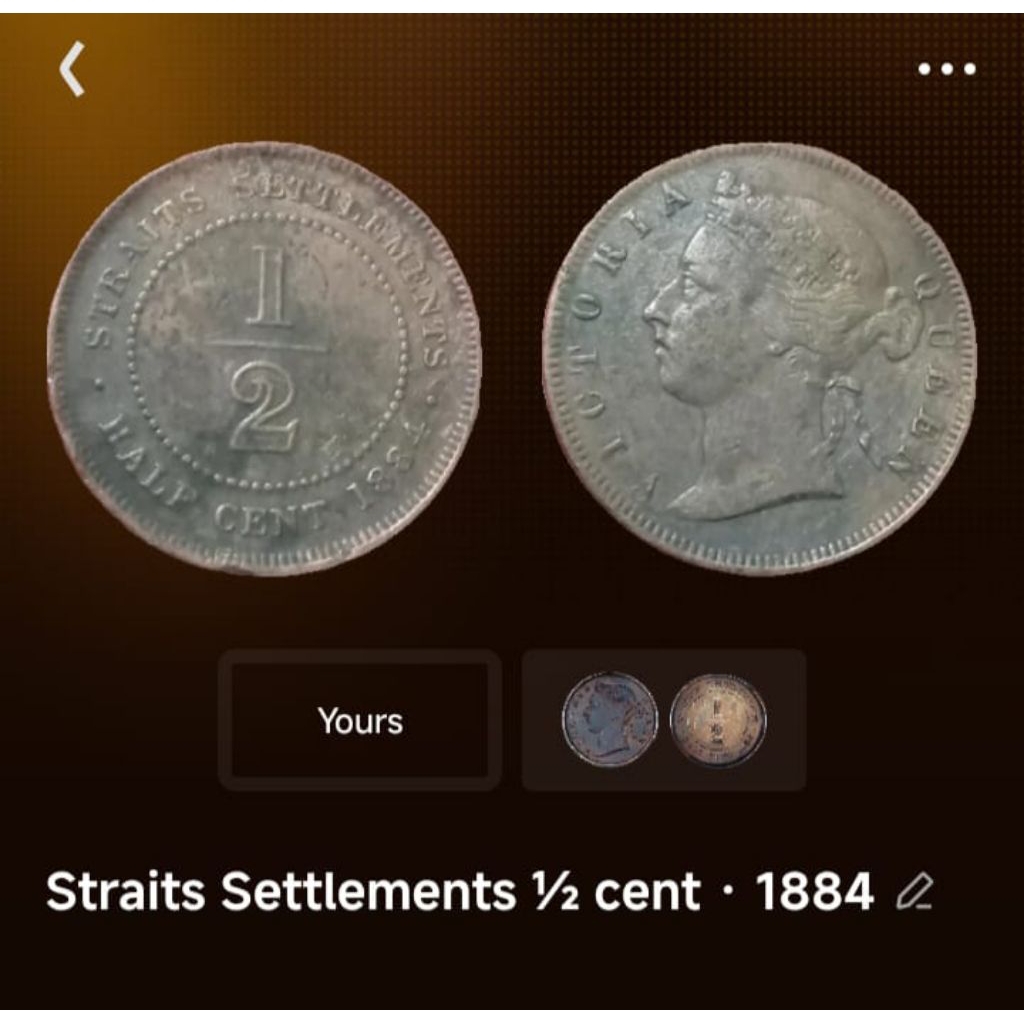 Koin Kuno Malaysia 1/2 Cent Straits Settlements Tahun 1884 Koleksi Coin Jadul Langka