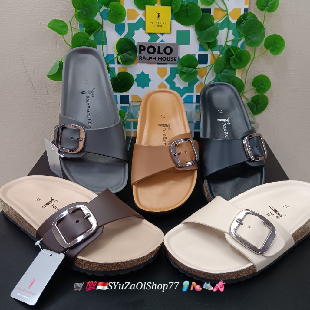[Bisa COD/100% Original/Art TFB 201] Sandal Wanita POLO RALPH HOUSE/Sandal Wanita/Sandal Slide Wanit