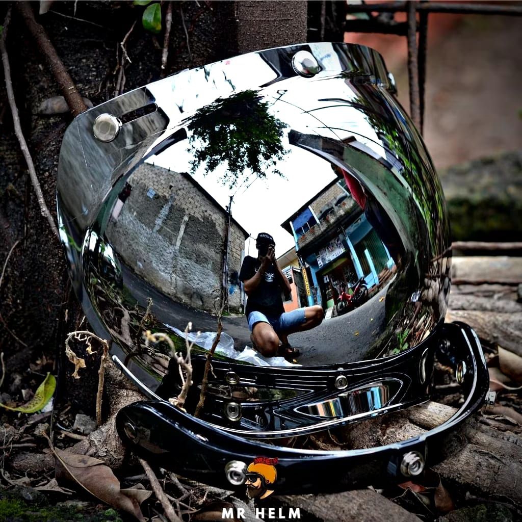 Kaca Helm Bogo Cembung Bubble Silver Original