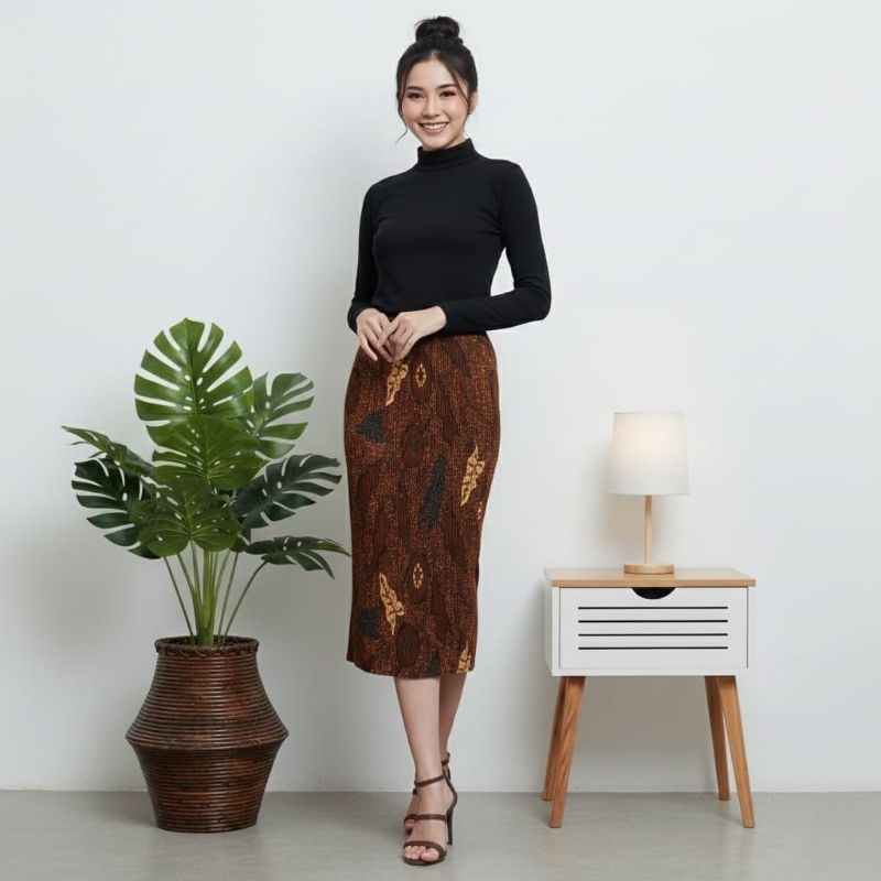 Rok Batik Plisket Pendek 7/8 Allsize