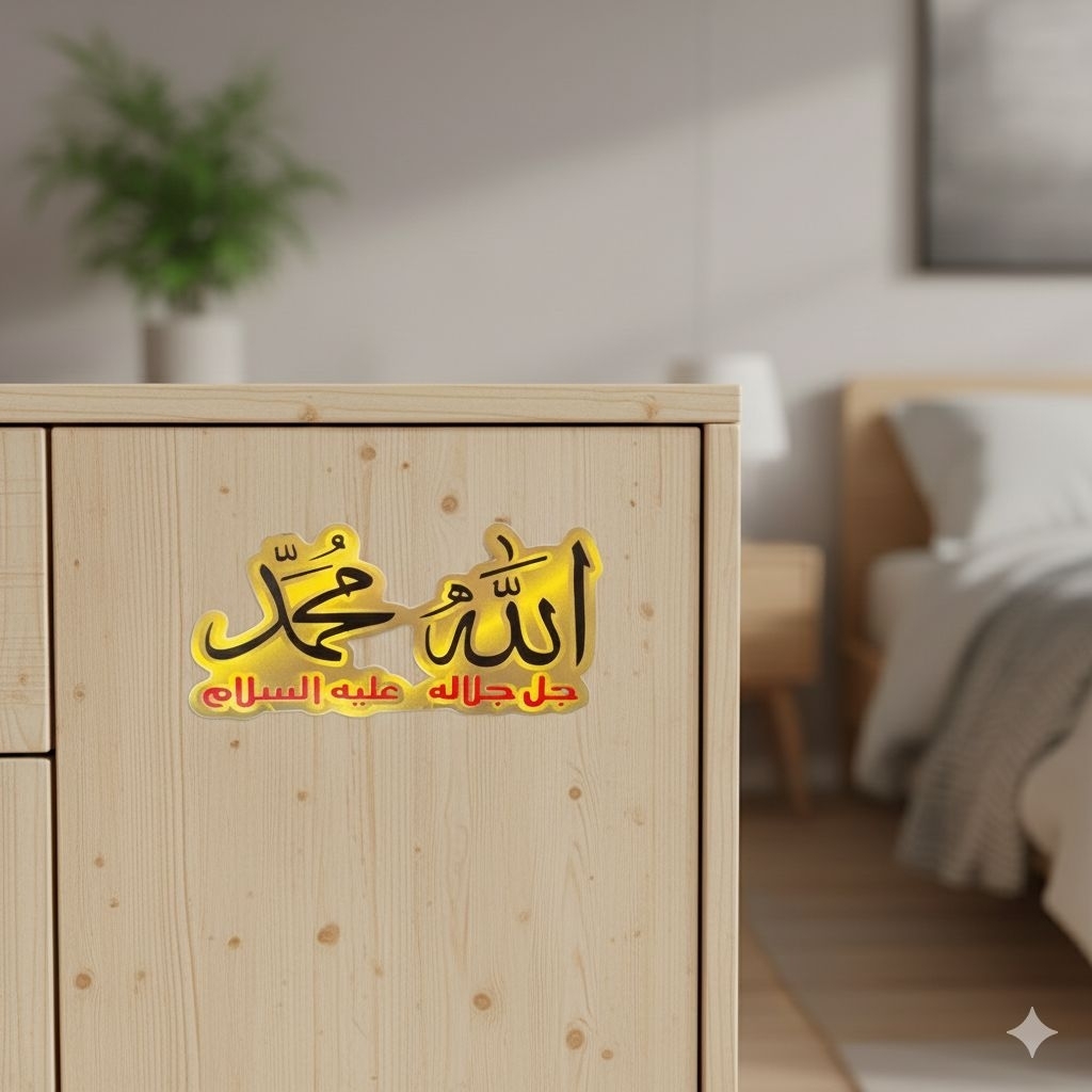 Stiker  kaligrafi Allah Muhammad bahan graftac