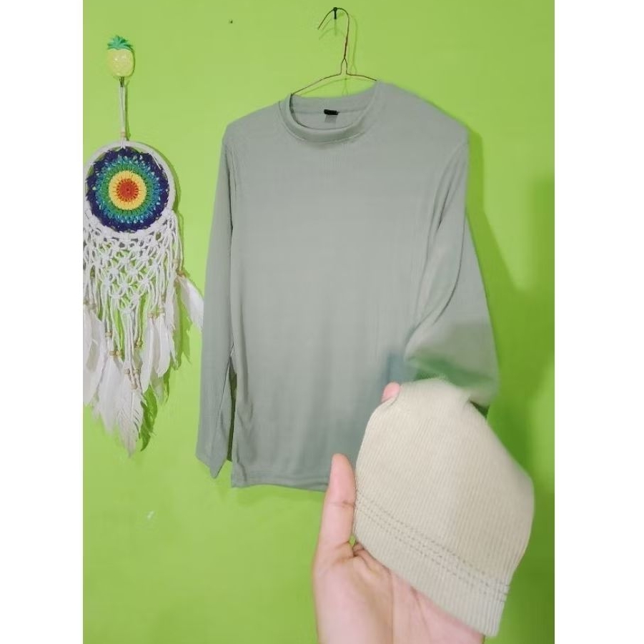 KAOS RIB WARNA MINT - ATASAN WANITA - KNIT NEW