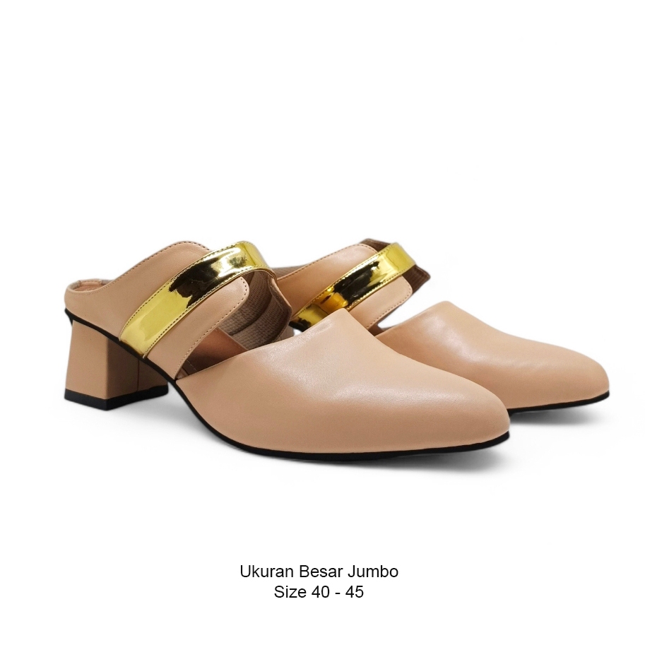 Mules Wanita No 40 41 42 43 44 45 - Sepatu Jumbo - Sepatu Heels 5cm Elegan,Nyaman