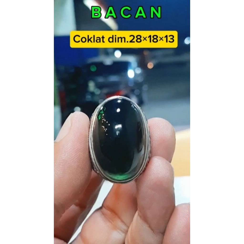 Bacan coklat top, dim.large, ring perak