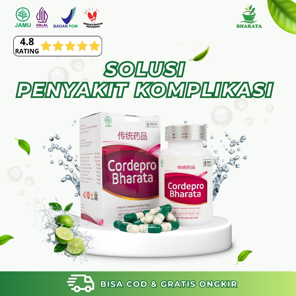 Cordepro Bharata Original Obat Herbal Radang Paru Stroke Epilepsi Ginjal & jantung  Komplikasi BPOM