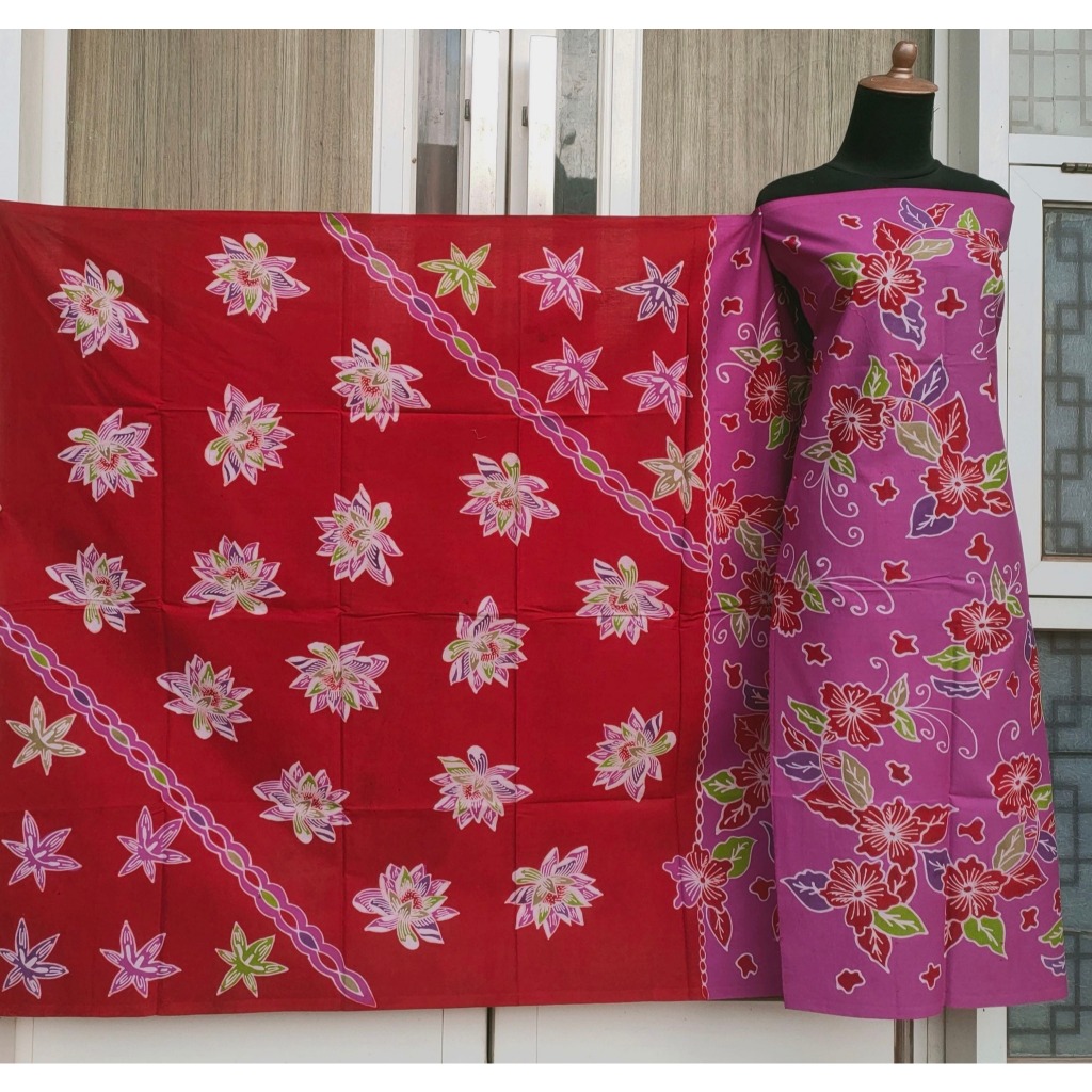 Batik umiromlah 0210433 Bahan Kain Batik Full Tulis Asli Canting Pengrajin Madura Pamekasan Merah