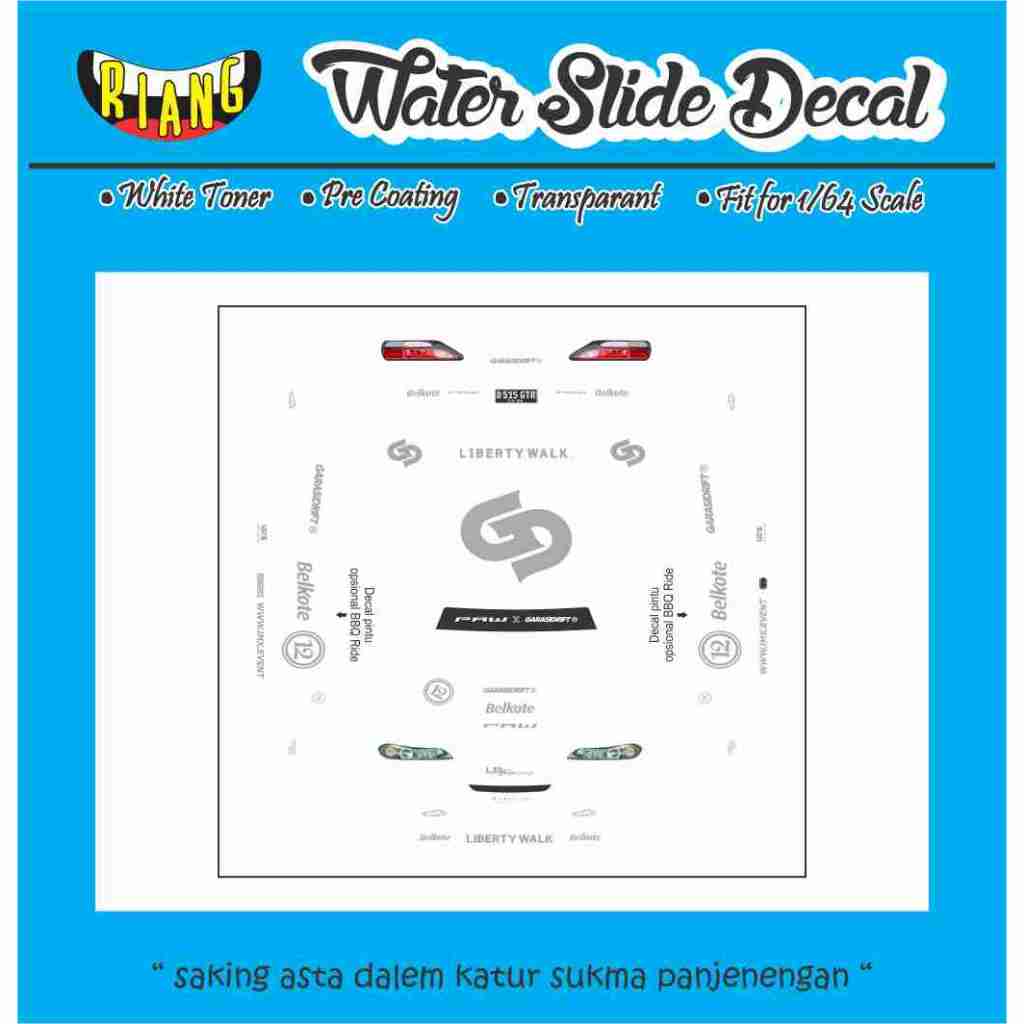 Decal Hot Wheels Silvia S15 LBWK Garasi Drift Putih