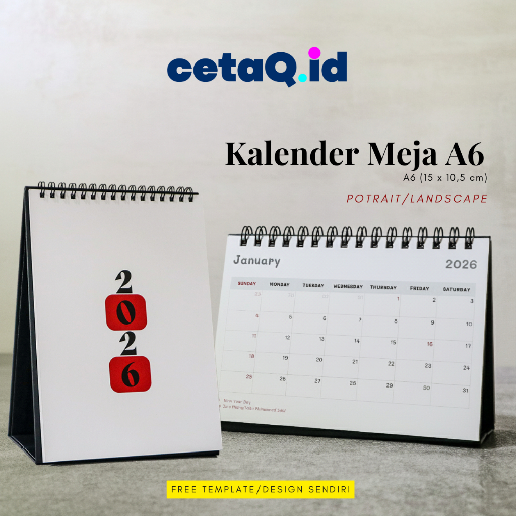 Cetak Kalender Meja Custom A6 | Print Kalender Duduk Lapis Art Paper