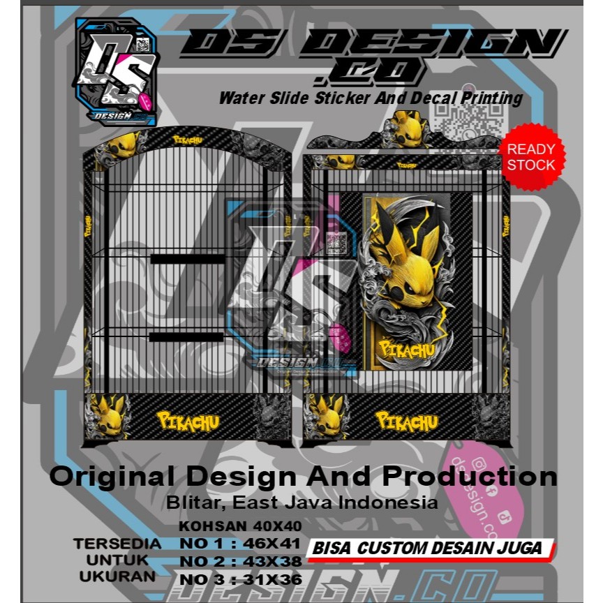 water slide stiker decal sangkar pikachu carbon