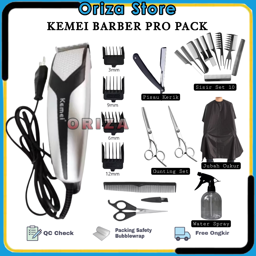Alat Mesin Cukur Rambut Listrik Kemei Barbershop Set Pangkas Potong Rambut Salon