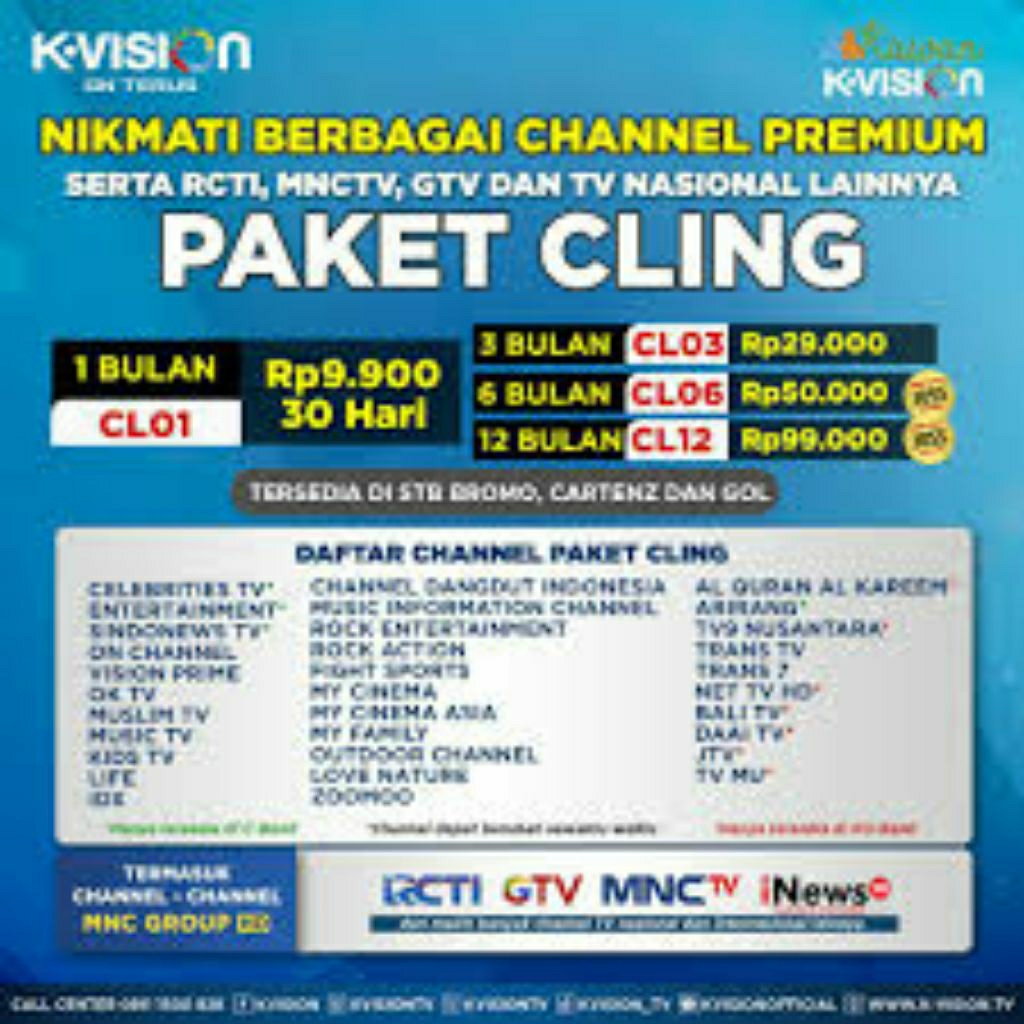 Paket Cling Voucher K-Vision 30 Hari Receiver K-Vision