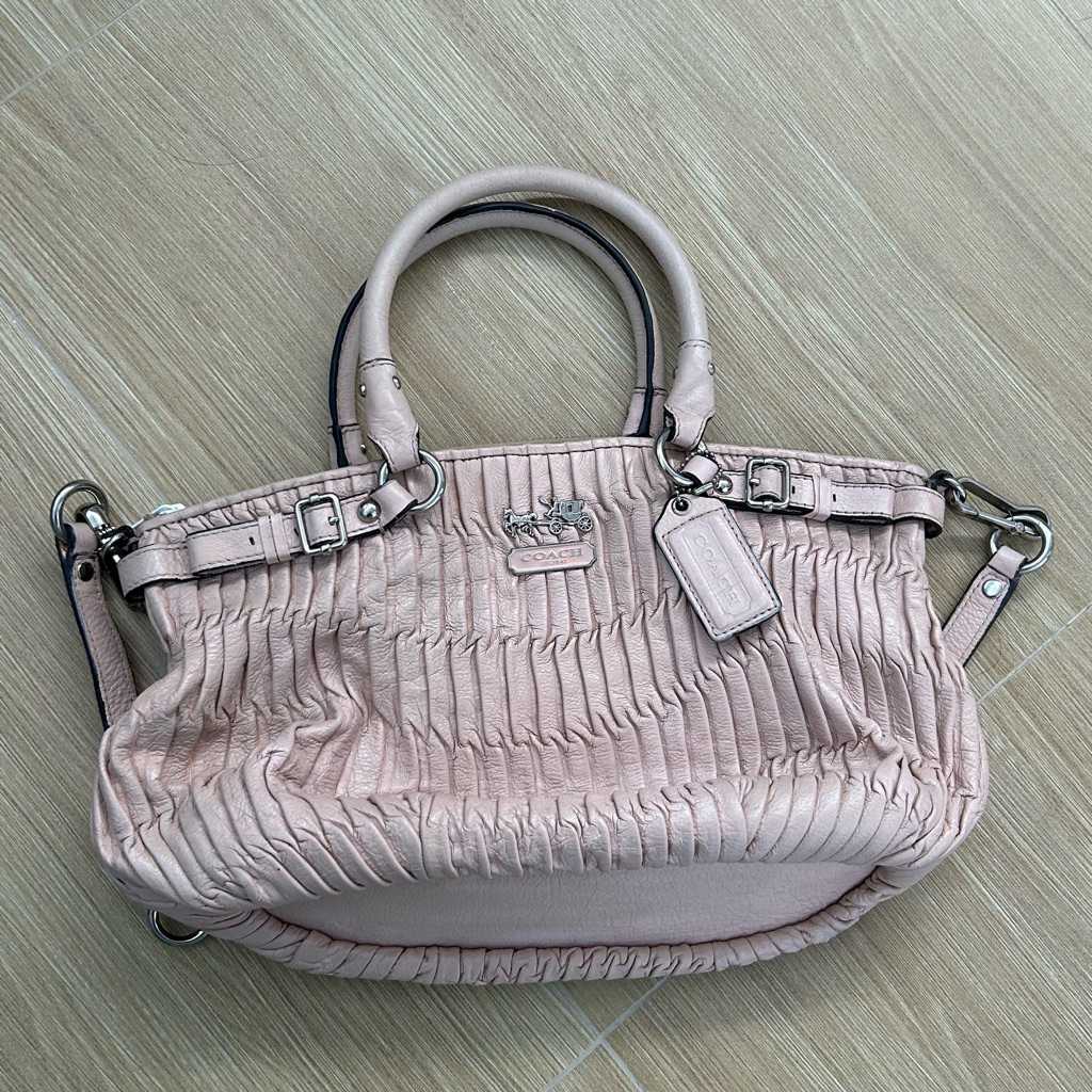 Coach Madison blush pink gathered leather slouchy hobo tote bag