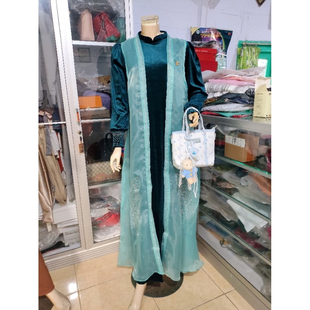 GAMIS HELLEN SET OUTER DRESS WANITA MUSLIMAH BY DUMMA ID