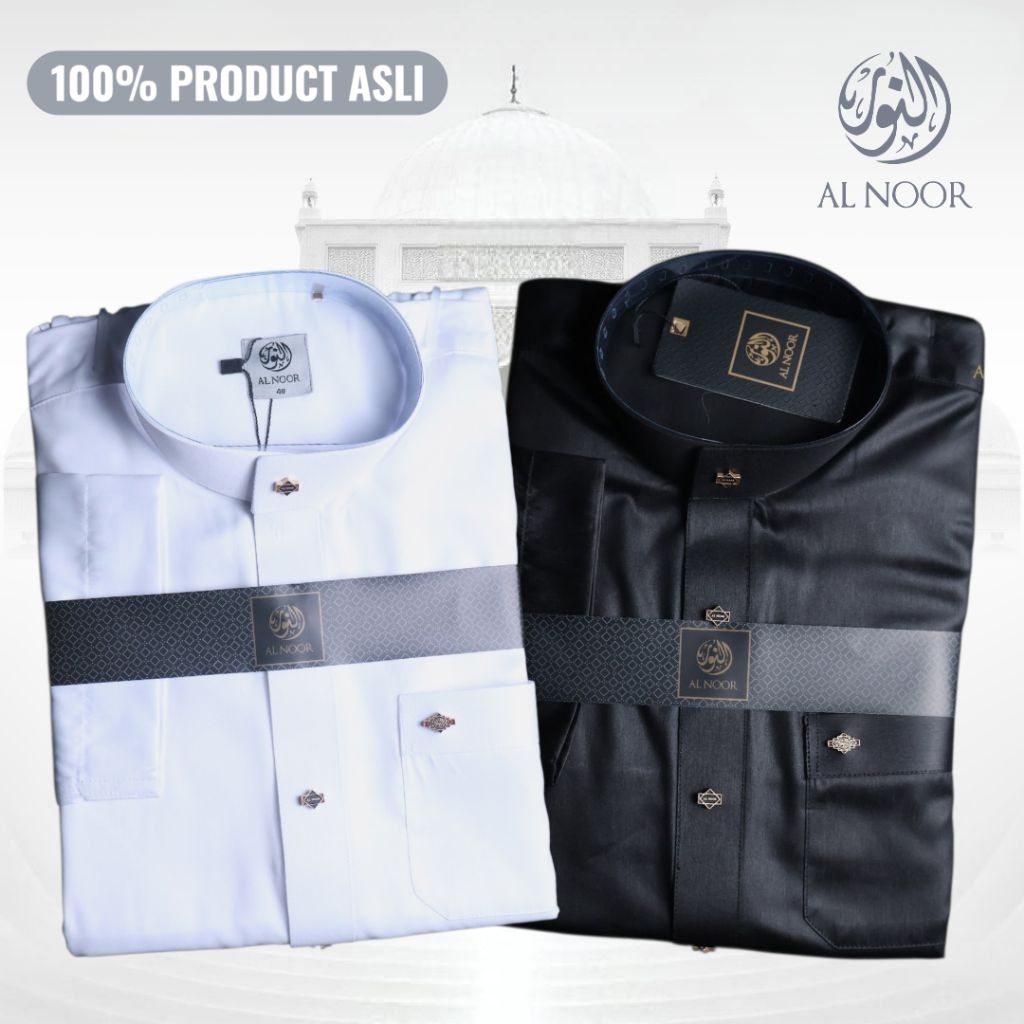 Jubah Al Noor Remaja Premium Lengan Panjang Non Manset | Hitam Putih