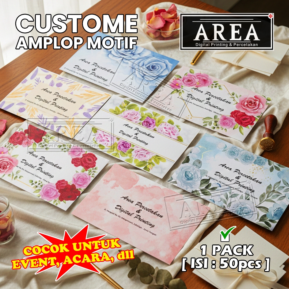 [1pack isi 50pcs] Cetak Custome Teks Amplop Motif Angpao Hadiah Sumbangan Natal/Thr/Lucu/Imlek