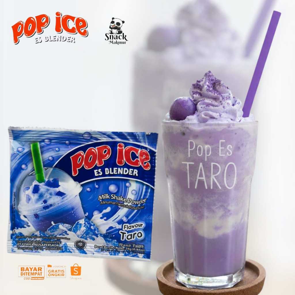 POP ICE RASA TARO MINUMAN VIRAL ES BLENDER 1 RENCENG 10 PCS