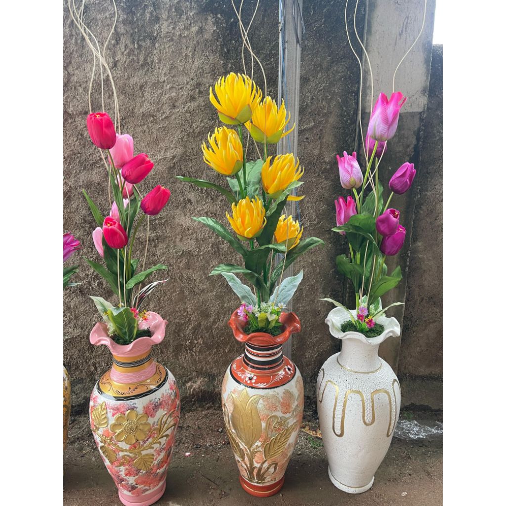 GUCI KERAMIK GERABAH/TANAH LIAT+RANGKAIAN BUNGA