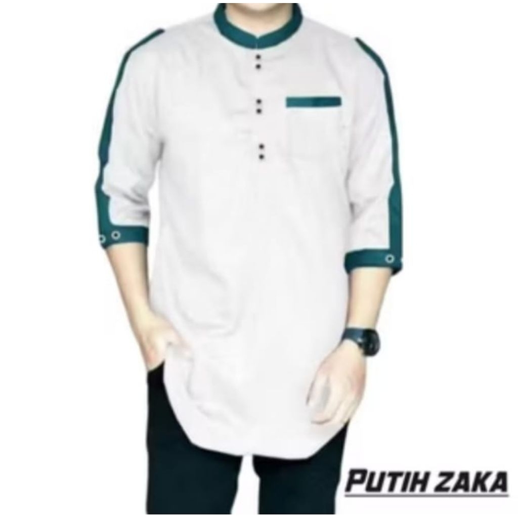 Koko KURTA Zaka kombinasi lengan 3/4 Katun poli