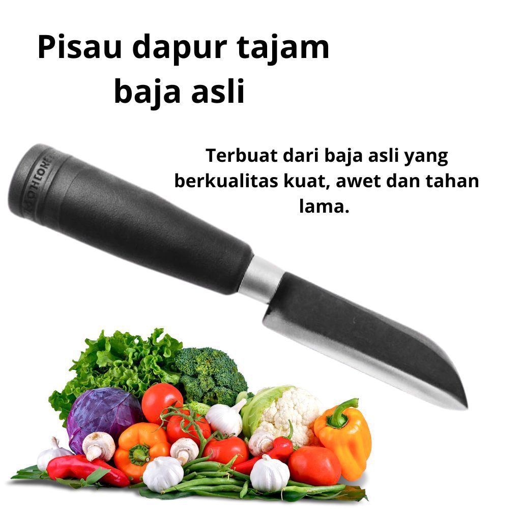 pisau dapur tajam asli baja - daging ikan sayur buah