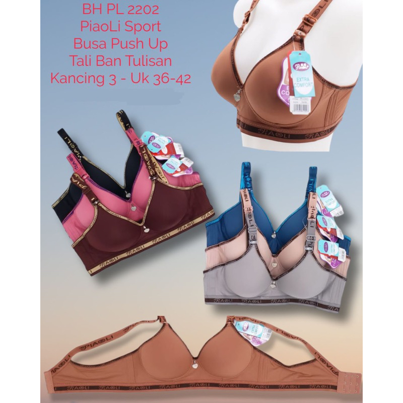BH SPORT PIAOLI ORIGINAL 3PCS TERMURAH BRA PIAOLI SPORT BRA CUP B 0101 - 2202 NON KAWAT BUSA SEDANG 