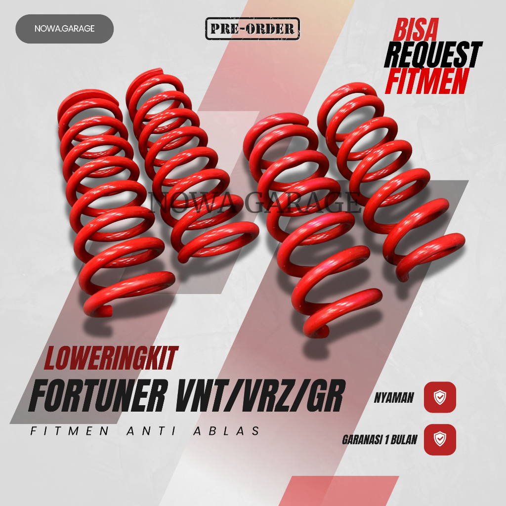 Lowering Kit Fortuner VNT/VRZ/GR PNP | Per Ceper Fortuner 1 Set Depan Belakang Empuk