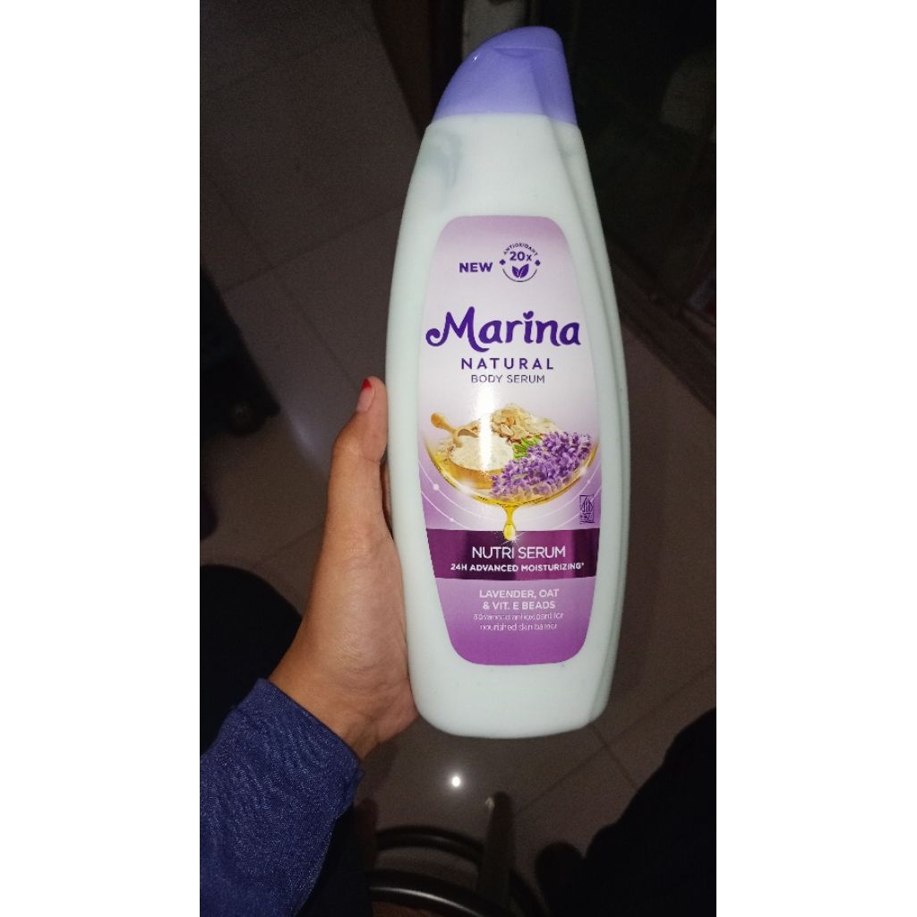 Marina Natural Body Serum Hand and Body Lotion Lavender, Oat and Vitamin E Beads 475 ml ( Besar )