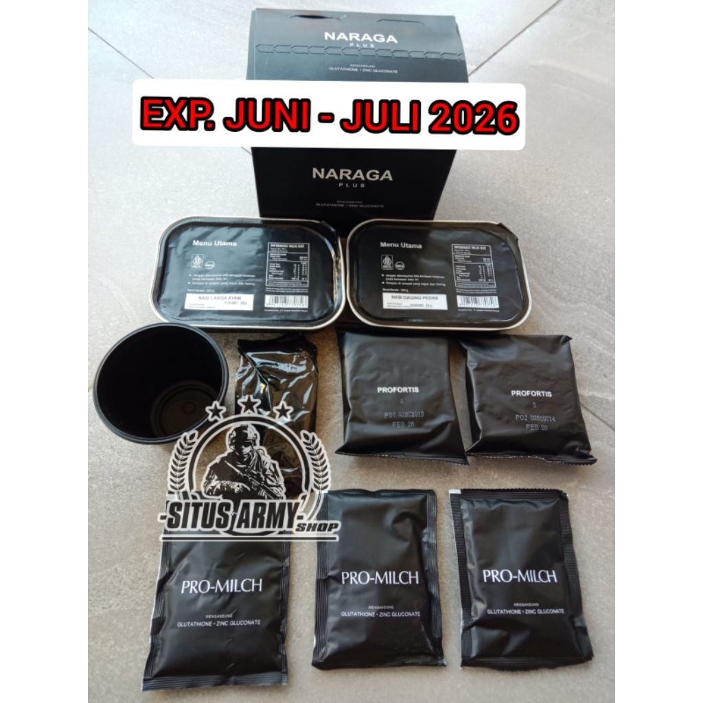 RANSUM MAKANAN TNI | 1 PAKET LENGKAP RANSUM NARAGA PLUS | EXP. JUNI JULI 2026 | MAKANAN TNI | RANSUM